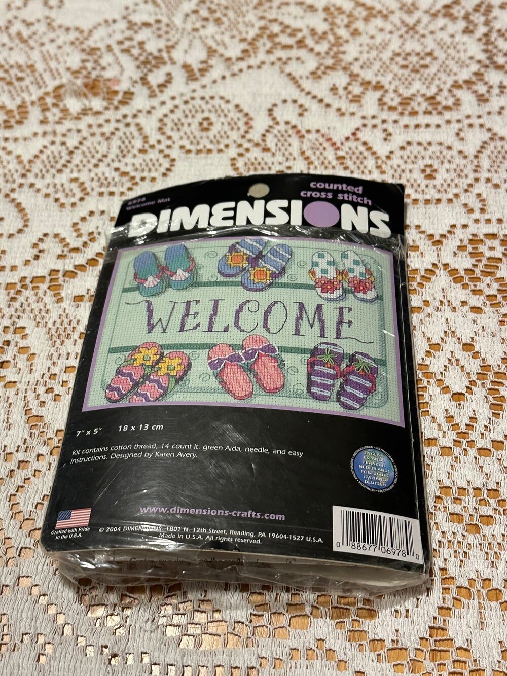 Dimensions Welcome Mat Counted Cross Stitch Kit Flip Flops Needlepoint Open